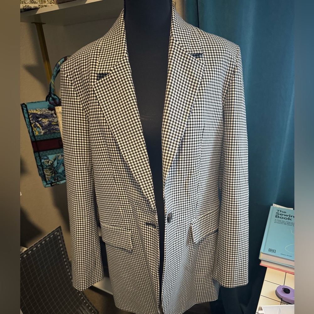 Zara Black and White Houndstooth Blazer